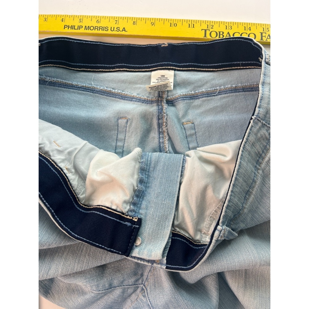 GV Women's Capri Jeans Sz 18 Stretch 18W Blue Button Hem Dream Wash W38 L20.5 - Picture 9 of 13